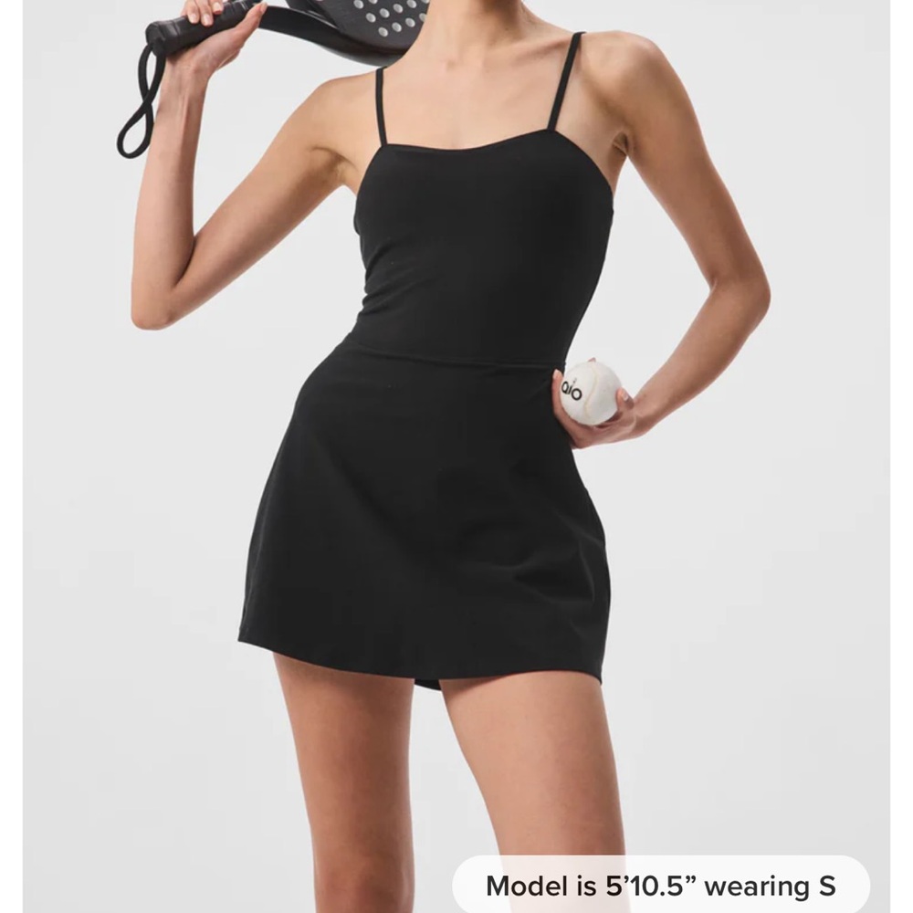 ALO Alosoft Courtside Tennis Dress Black Women's active